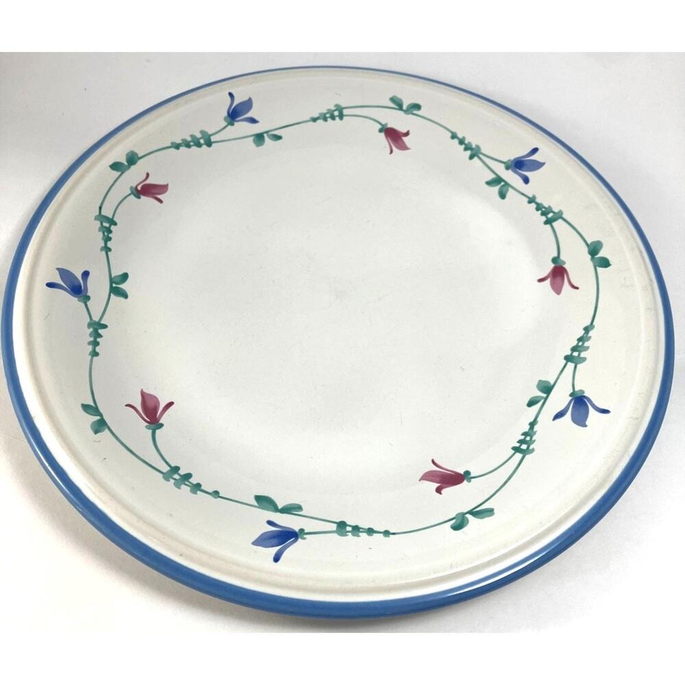 Savoir Vivre Portofino Blue 11" Dinner Plate Floral Design VTG Ceramic Tableware
